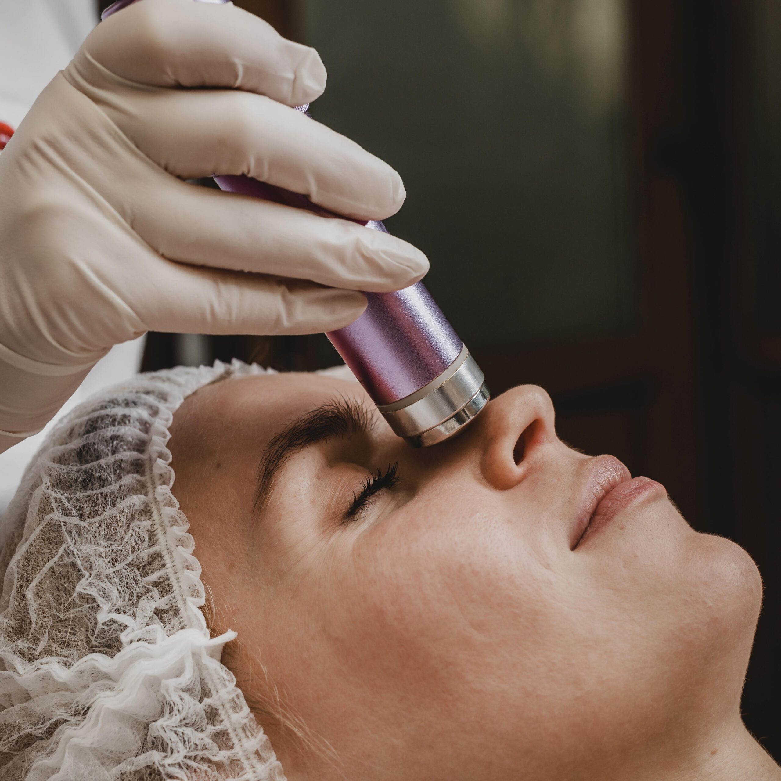 Woman receiving microblading