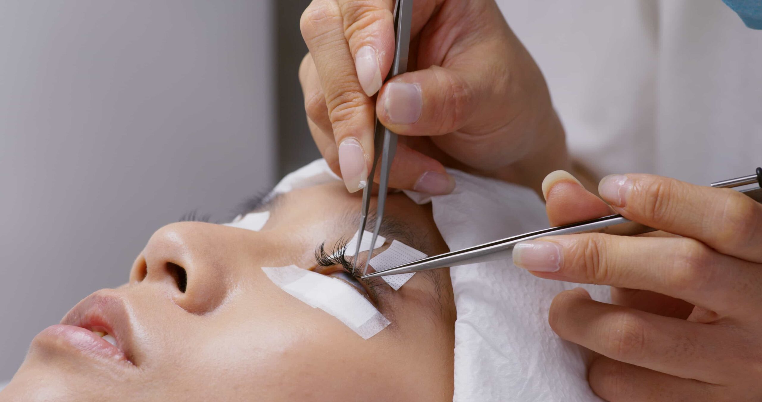 eyelash extension on the female eye