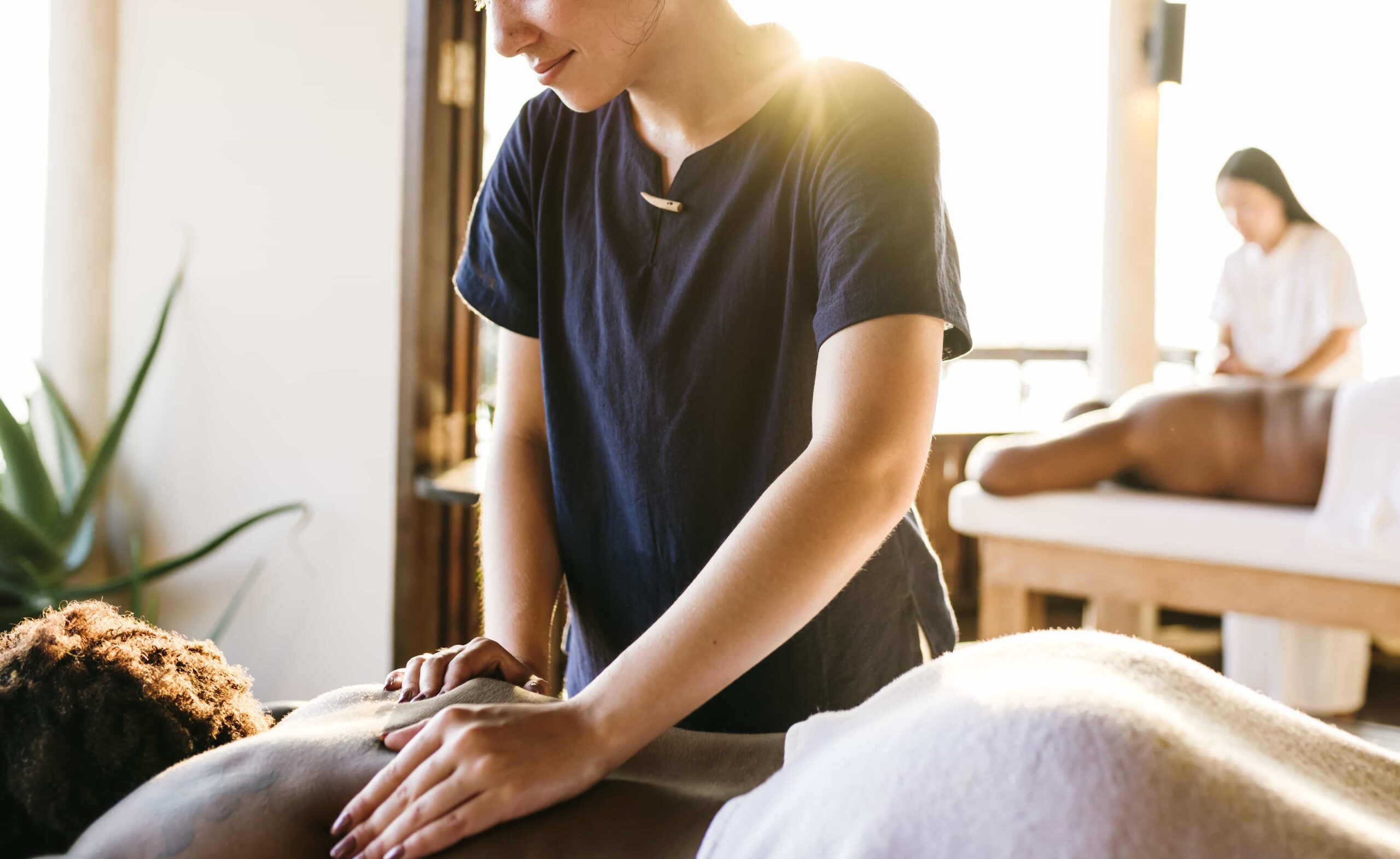 Woman receiving aesthetic treatment to forehead