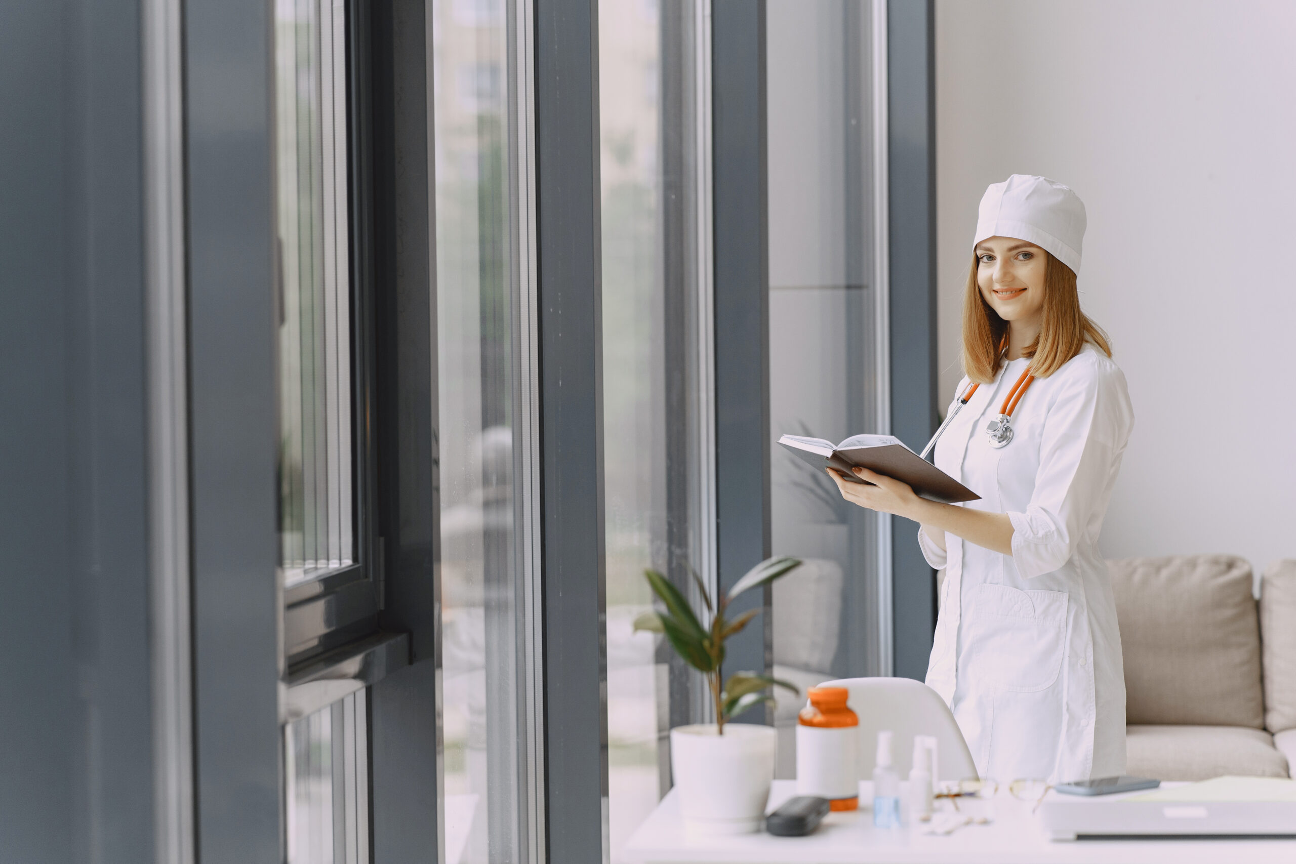 Medical professional in white coat