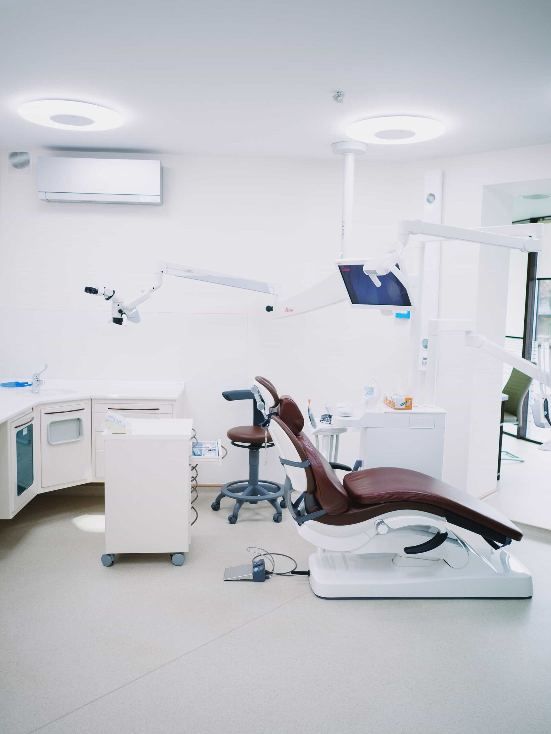 Dentist working on tooth moulds